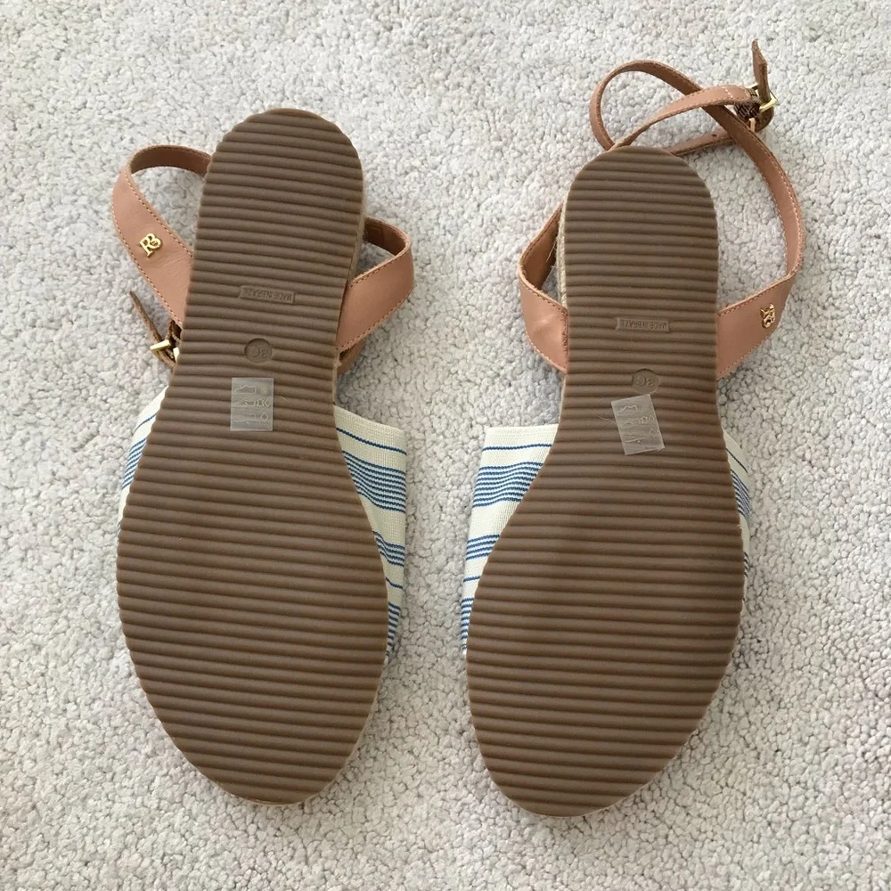 Anthropologie Cream and Black Striped Espadrille Sandals